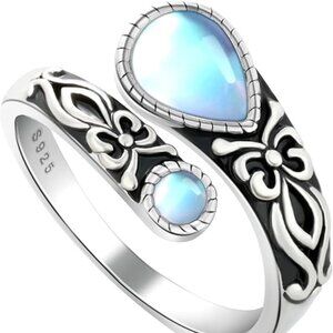 925 Sterling Silver Adjustable Spoon Ring Boho Size 8 NWT